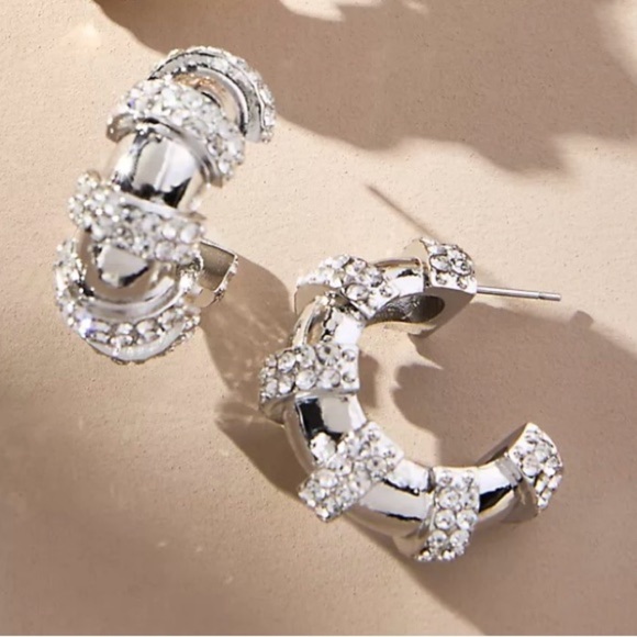 NEW with tags (NWT) Anthropologie Small Spaced Crystal Hoops Elegant - Picture 3 of 3
